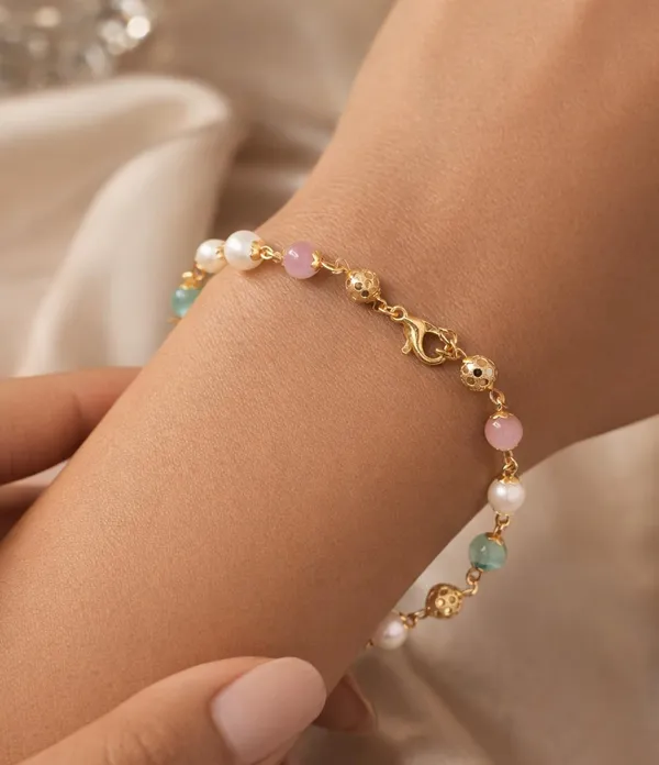 Gold_Plated_Beaded_Bracelet_for_Women_|_Pearl_&_Pastel_Stone_Charm_Bracelet_|_Adjustable_Chain_Link_Bracelet_(A391)