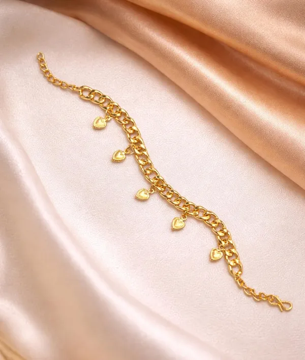Gold_Tone_Heart_Charm_Bracelet_for_Women_|_Stylish_Chunky_Link_Bracelet_with_Hanging_Heart_Charms_(A464,_1)