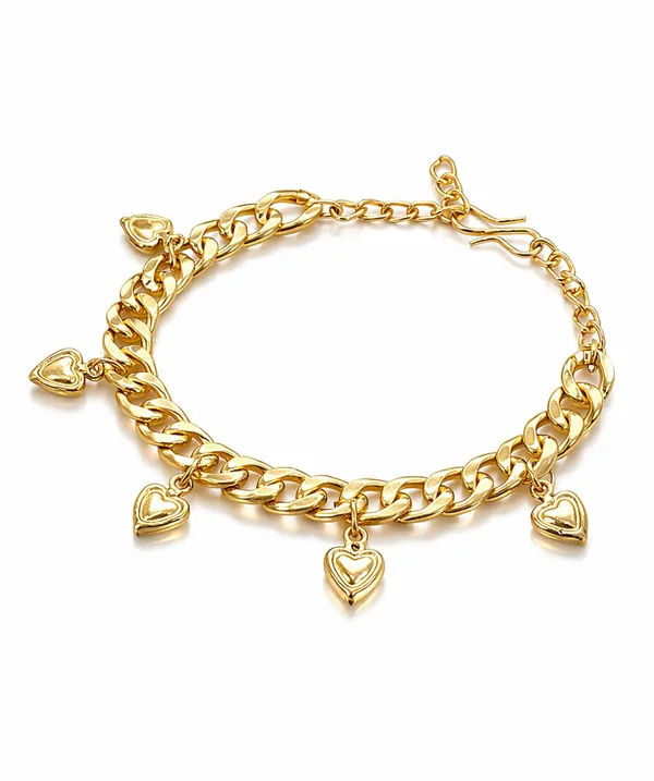 Gold_Tone_Heart_Charm_Bracelet_for_Women_|_Stylish_Chunky_Link_Bracelet_with_Hanging_Heart_Charms_(A464,_1)