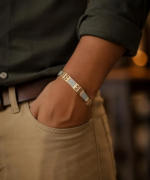 SHANKHRAJ_MALL_Gold-Tone_Greek_Key_Link_Bracelet_with_Crystal_Pave_Panels