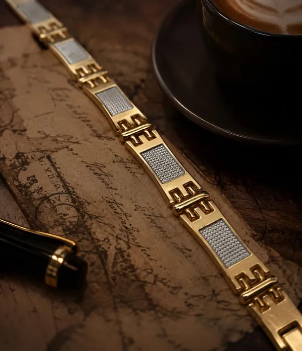 SHANKHRAJ_MALL_Gold-Tone_Greek_Key_Link_Bracelet_with_Crystal_Pave_Panels