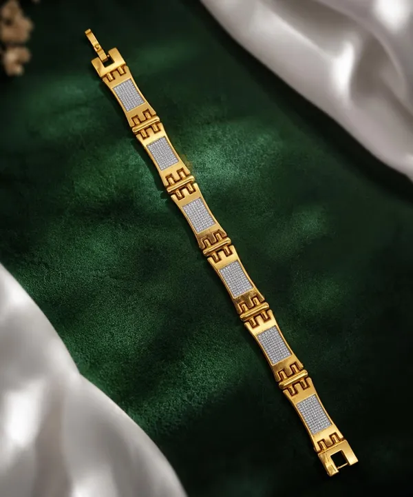 SHANKHRAJ_MALL_Gold-Tone_Greek_Key_Link_Bracelet_with_Crystal_Pave_Panels