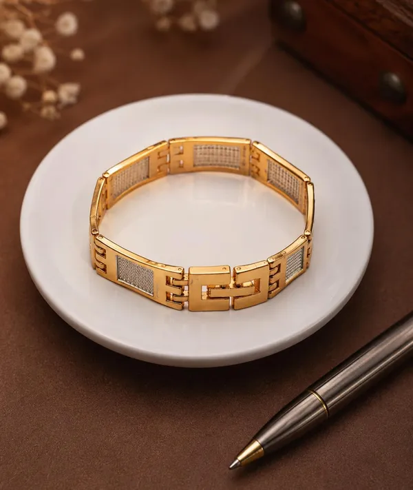 SHANKHRAJ_MALL_Gold-Tone_Greek_Key_Link_Bracelet_with_Crystal_Pave_Panels