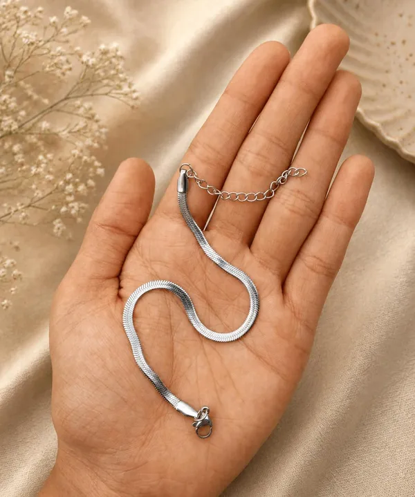 Gold_Herringbone_Chain_Bracelet_with_Heart_Charm,_Lobster_Clasp,_Adjustable_Flat_Snake_Chain_(SILVER)