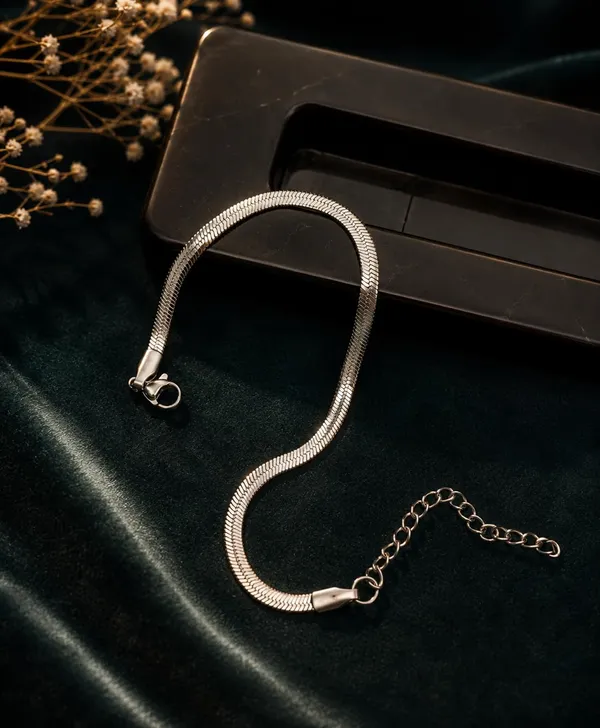 Gold_Herringbone_Chain_Bracelet_with_Heart_Charm,_Lobster_Clasp,_Adjustable_Flat_Snake_Chain_(SILVER)
