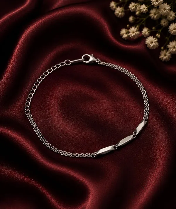 SHANKHRAJ_MALL_Silver-Tone_Double_Chain_Bracelet_with_Bar_Accent_(silver)