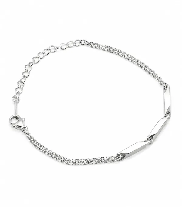 SHANKHRAJ_MALL_Silver-Tone_Double_Chain_Bracelet_with_Bar_Accent_(silver)