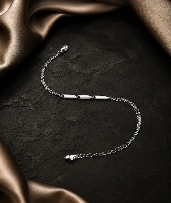 SHANKHRAJ_MALL_Silver-Tone_Double_Chain_Bracelet_with_Bar_Accent_(silver)