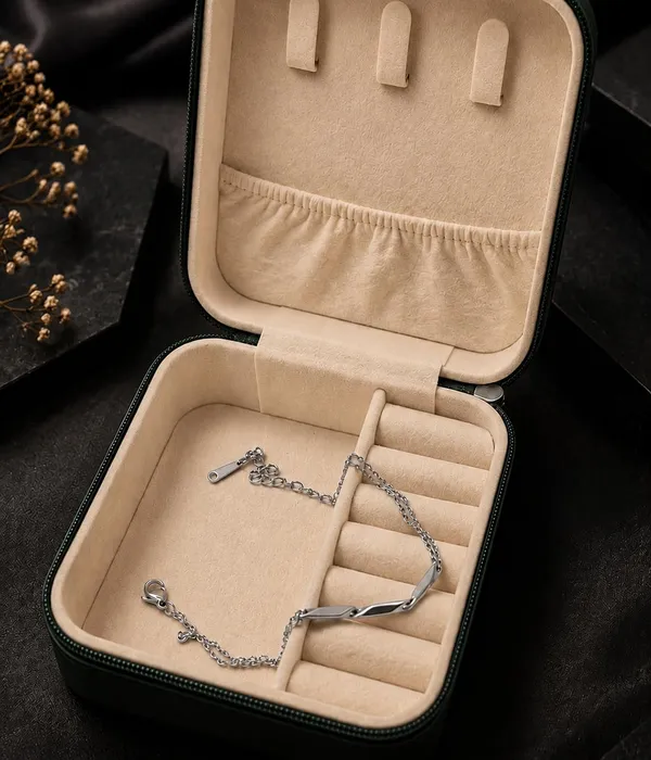 SHANKHRAJ_MALL_Silver-Tone_Double_Chain_Bracelet_with_Bar_Accent_(silver)