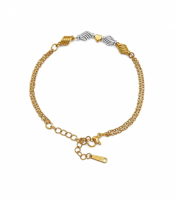 Gold_Plated_Dual_Tone_Heart_Charm_Bracelet_for_Women_|_Adjustable_Multi_Layer_Chain_Bracelet_|_Stylish_Fashion_Wrist_Bracelet_for_Girls_|_Daily_Wear,_Party_&_Gift_Jewellery