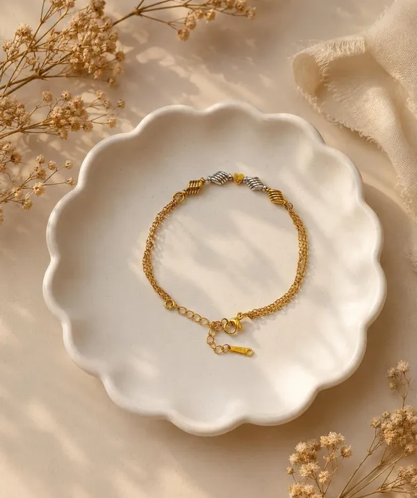 Gold_Plated_Dual_Tone_Heart_Charm_Bracelet_for_Women_|_Adjustable_Multi_Layer_Chain_Bracelet_|_Stylish_Fashion_Wrist_Bracelet_for_Girls_|_Daily_Wear,_Party_&_Gift_Jewellery