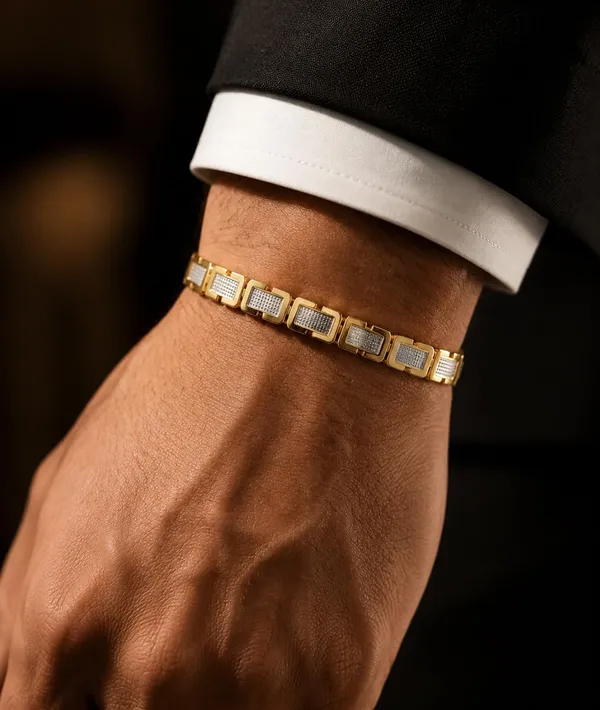 Gold-Tone_Link_Bracelet_with_Crystal_Studded_Rectangular_Links