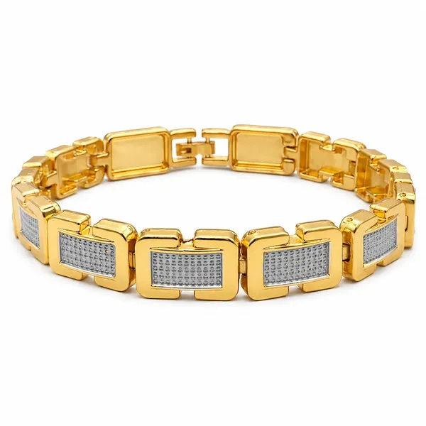 Gold-Tone_Link_Bracelet_with_Crystal_Studded_Rectangular_Links