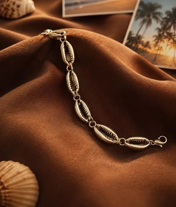 SHANKHRAJ_MALL_Silver_Cowrie_Shell_Chain_Bracelet_with_Adjustable_Clasp