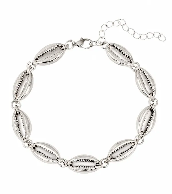 SHANKHRAJ_MALL_Silver_Cowrie_Shell_Chain_Bracelet_with_Adjustable_Clasp