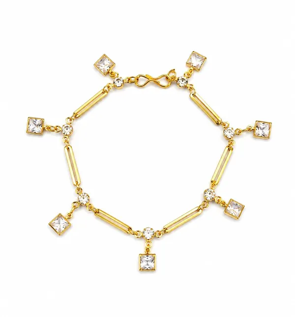 Gold-Tone_Crystal_Charm_Bracelet_with_Square_Crystal_Dangles