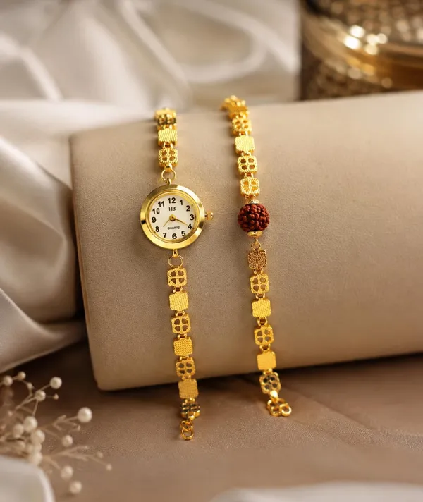 Gold-Tone_Bhaiya_Bhabhi_Rakhi_Set_with_Watch_Dial_&_Rudraksha_Style_Bead
