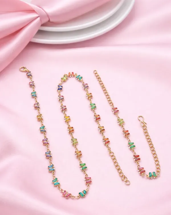 SHANKHRAJ_MALL_Multicolor_Heart_Shaped_Crystal_Necklace_and_Bracelet_Set,_Gold_Plated_Chain,_Colorful_Gemstone_Jewelry_(A363)