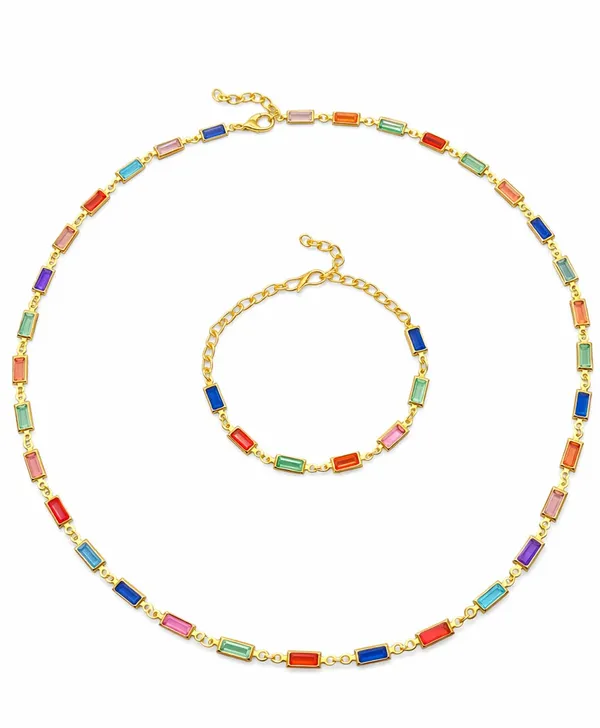 SHANKHRAJ_MALL_Multicolor_Heart_Shaped_Crystal_Necklace_and_Bracelet_Set,_Gold_Plated_Chain,_Colorful_Gemstone_Jewelry_(A360)