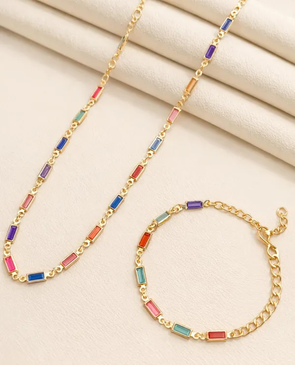 SHANKHRAJ_MALL_Multicolor_Heart_Shaped_Crystal_Necklace_and_Bracelet_Set,_Gold_Plated_Chain,_Colorful_Gemstone_Jewelry_(A360)