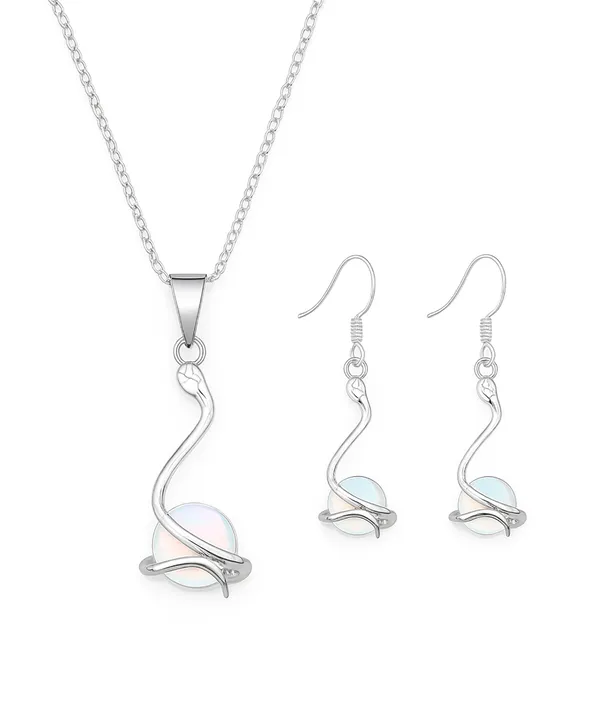 SHANKHRAJ_MALL_Elegant_Galaxy_Inspired_Pendant_Necklace_&_Earrings_Set_for_Women_|_Wavy_Design_with_Opal-Effect_Stone_|_Chrome_Finish_Jewelry_Gift_(A225)