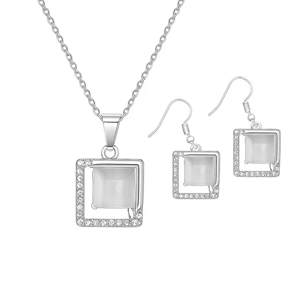 SHANKHRAJ_MALL_Elegant_Galaxy_Inspired_Pendant_Necklace_&_Earrings_Set_for_Women_|_Wavy_Design_with_Opal-Effect_Stone_|_Chrome_Finish_Jewelry_Gift_(A227)