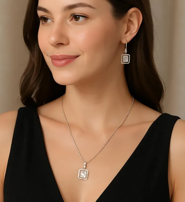 SHANKHRAJ_MALL_Elegant_Galaxy_Inspired_Pendant_Necklace_&_Earrings_Set_for_Women_|_Wavy_Design_with_Opal-Effect_Stone_|_Chrome_Finish_Jewelry_Gift_(A227)