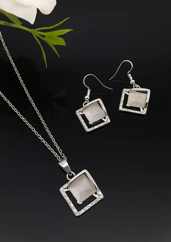 SHANKHRAJ_MALL_Elegant_Galaxy_Inspired_Pendant_Necklace_&_Earrings_Set_for_Women_|_Wavy_Design_with_Opal-Effect_Stone_|_Chrome_Finish_Jewelry_Gift_(A227)