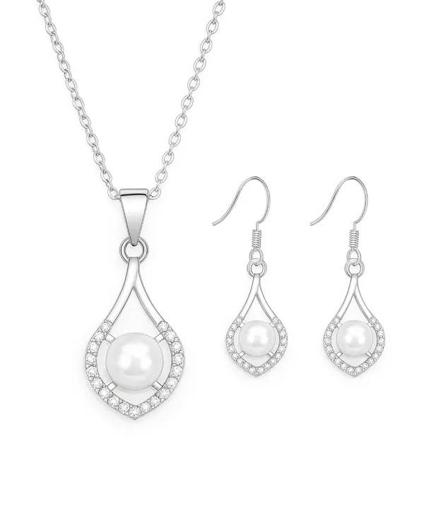 SHANKHRAJ_MALL_Elegant_Galaxy_Inspired_Pendant_Necklace_&_Earrings_Set_for_Women_|_Wavy_Design_with_Opal-Effect_Stone_|_Chrome_Finish_Jewelry_Gift_(A228)