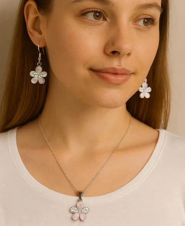 SHANKHRAJ_MALL_Elegant_Galaxy_Inspired_Pendant_Necklace_&_Earrings_Set_for_Women_|_Wavy_Design_with_Opal-Effect_Stone_|_Chrome_Finish_Jewelry_Gift_(A271)