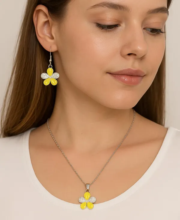 SHANKHRAJ_MALL_Elegant_Galaxy_Inspired_Pendant_Necklace_&_Earrings_Set_for_Women_|_Wavy_Design_with_Opal-Effect_Stone_|_Chrome_Finish_Jewelry_Gift_(A272)