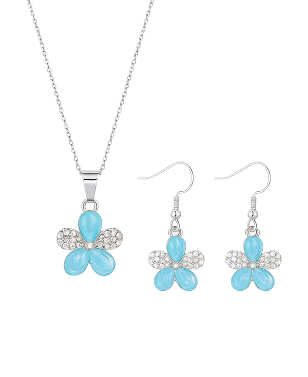 SHANKHRAJ_MALL_Elegant_Galaxy_Inspired_Pendant_Necklace_&_Earrings_Set_for_Women_|_Wavy_Design_with_Opal-Effect_Stone_|_Chrome_Finish_Jewelry_Gift_(A273)