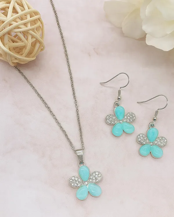 SHANKHRAJ_MALL_Elegant_Galaxy_Inspired_Pendant_Necklace_&_Earrings_Set_for_Women_|_Wavy_Design_with_Opal-Effect_Stone_|_Chrome_Finish_Jewelry_Gift_(A273)