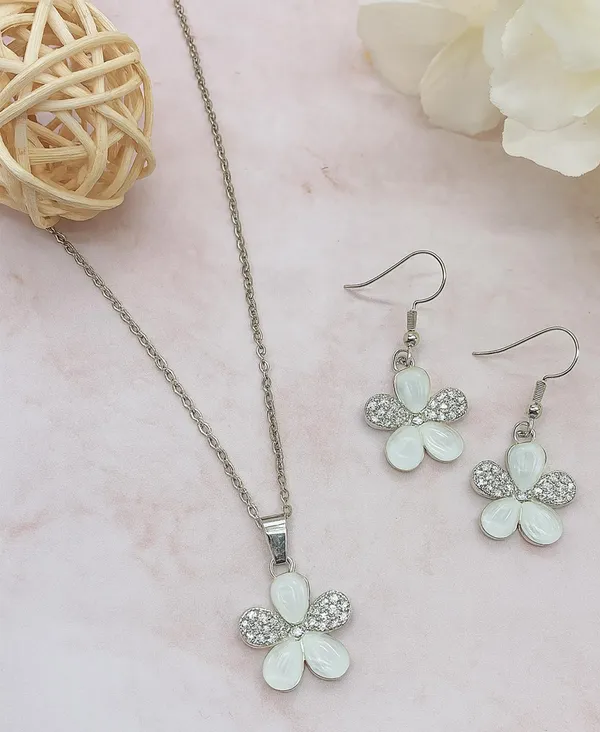 SHANKHRAJ_MALL_Elegant_Galaxy_Inspired_Pendant_Necklace_&_Earrings_Set_for_Women_|_Wavy_Design_with_Opal-Effect_Stone_|_Chrome_Finish_Jewelry_Gift_(A274)