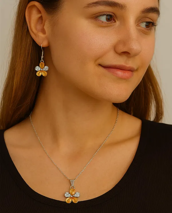 SHANKHRAJ_MALL_Elegant_Galaxy_Inspired_Pendant_Necklace_&_Earrings_Set_for_Women_|_Wavy_Design_with_Opal-Effect_Stone_|_Chrome_Finish_Jewelry_Gift_(A275)