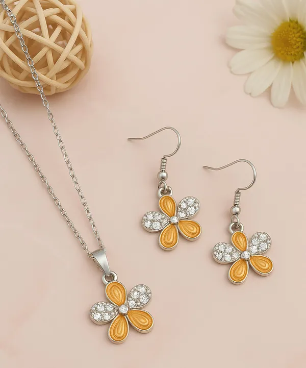 SHANKHRAJ_MALL_Elegant_Galaxy_Inspired_Pendant_Necklace_&_Earrings_Set_for_Women_|_Wavy_Design_with_Opal-Effect_Stone_|_Chrome_Finish_Jewelry_Gift_(A275)