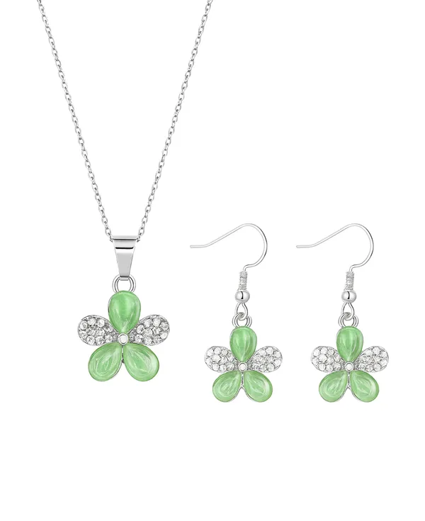 SHANKHRAJ_MALL_Elegant_Galaxy_Inspired_Pendant_Necklace_&_Earrings_Set_for_Women_|_Wavy_Design_with_Opal-Effect_Stone_|_Chrome_Finish_Jewelry_Gift_(A276)