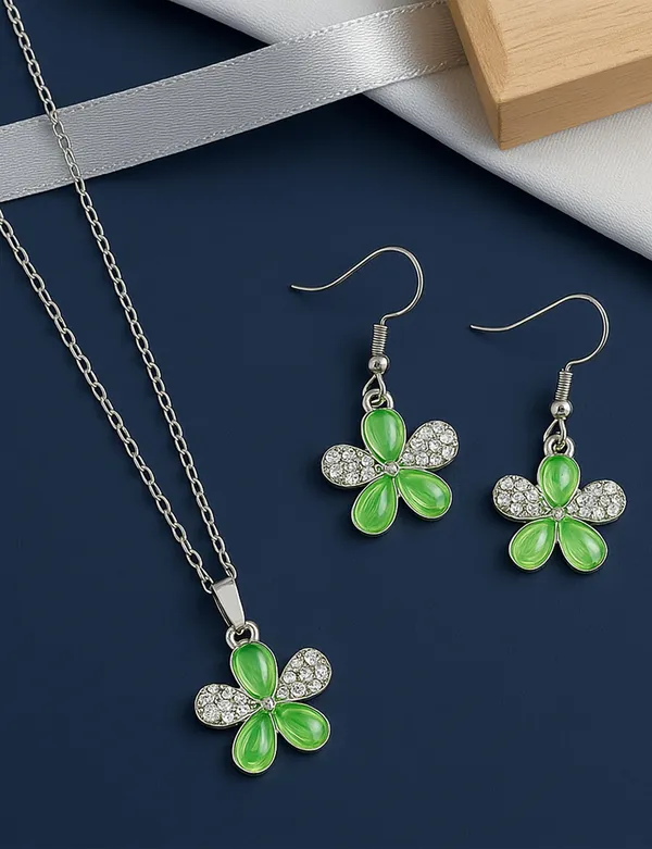 SHANKHRAJ_MALL_Elegant_Galaxy_Inspired_Pendant_Necklace_&_Earrings_Set_for_Women_|_Wavy_Design_with_Opal-Effect_Stone_|_Chrome_Finish_Jewelry_Gift_(A276)