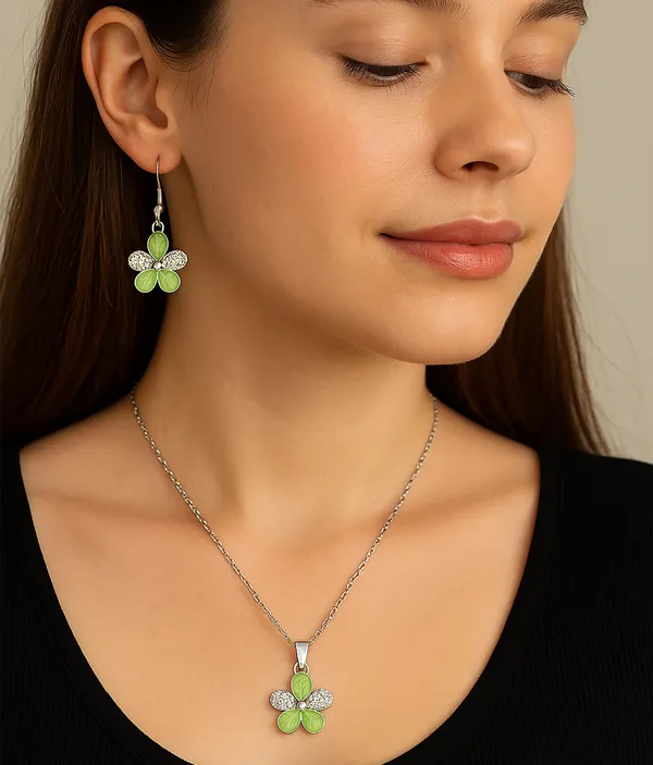 SHANKHRAJ_MALL_Elegant_Galaxy_Inspired_Pendant_Necklace_&_Earrings_Set_for_Women_|_Wavy_Design_with_Opal-Effect_Stone_|_Chrome_Finish_Jewelry_Gift_(A276)