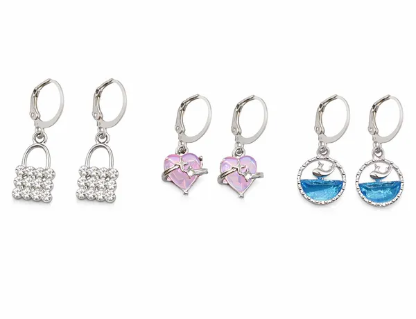 Crystal_Dangle_Hoop_Earrings_Set,_Silver_Tone,_Heart_Lock,_Dolphin,_Teardrop_Designs,_Multiple_Pairs_(A386)