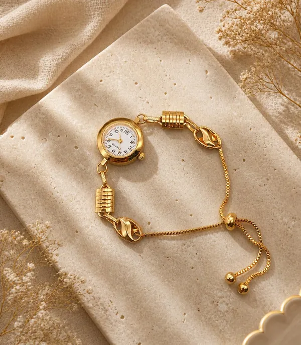 Gold-Tone_Quartz_Watch_Bracelet_Set,_White_Dial