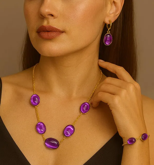 SHANKHRAJ_MALL_Purple_Stone_Gold_Plated_Necklace_Bracelet_and_Earrings_Jewellery_Set_for_Women