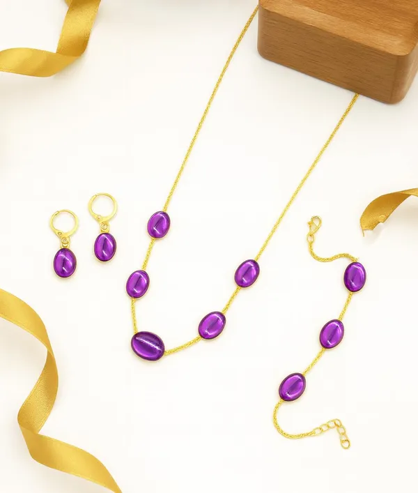 SHANKHRAJ_MALL_Purple_Stone_Gold_Plated_Necklace_Bracelet_and_Earrings_Jewellery_Set_for_Women