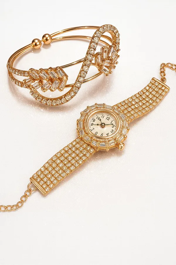 SHANKHRAJ_MALL_Women’s_Rose_Gold_Luxury_Crystal_Watch_Combo_|_Premium_Diamond-Look_Bracelet_&_Watch_Set_|_Wedding_&_Set_for_Ladies