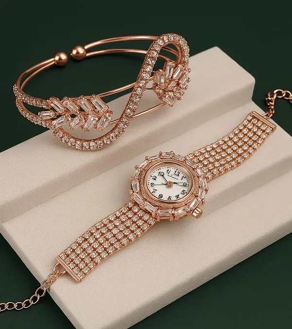 SHANKHRAJ_MALL_Women’s_Rose_Gold_Luxury_Crystal_Watch_Combo_|_Premium_Diamond-Look_Bracelet_&_Watch_Set_|_Wedding_&_Set_for_Ladies