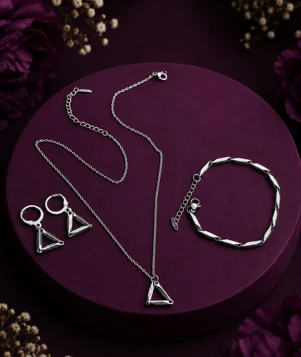 SHANKHRAJ_MALL_Gold-Silver_Tone_Geometric_Triangle_Jewellery_Set_with_Necklace,_Earrings_(SILVER)