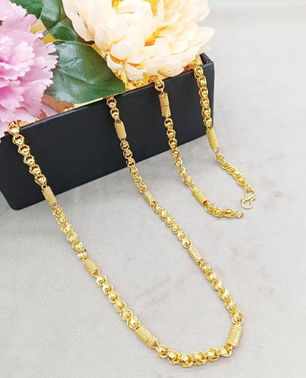 SHANKHRAJ_MALL_Classic_Gold-Plated_Chain_Necklace_for_Men_&_Women_|_Durable_Lobster_Clasp_(100738)