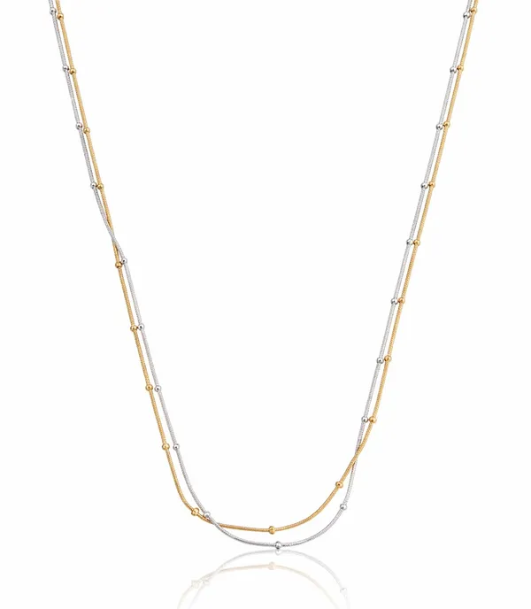 SHANKHRAJ_MALL_Two-Tone_Layered_Satellite_Chain_Necklace,_Gold_and_Silver,_Adjustable_Lobster_Clasp