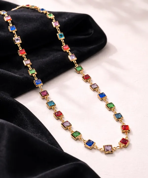 SHANKHRAJ_MALL_Multicolor_Crystal_Necklace_Set_for_Women_|_Gold_Plated_Stone_Chain_Jewellery_(A394)