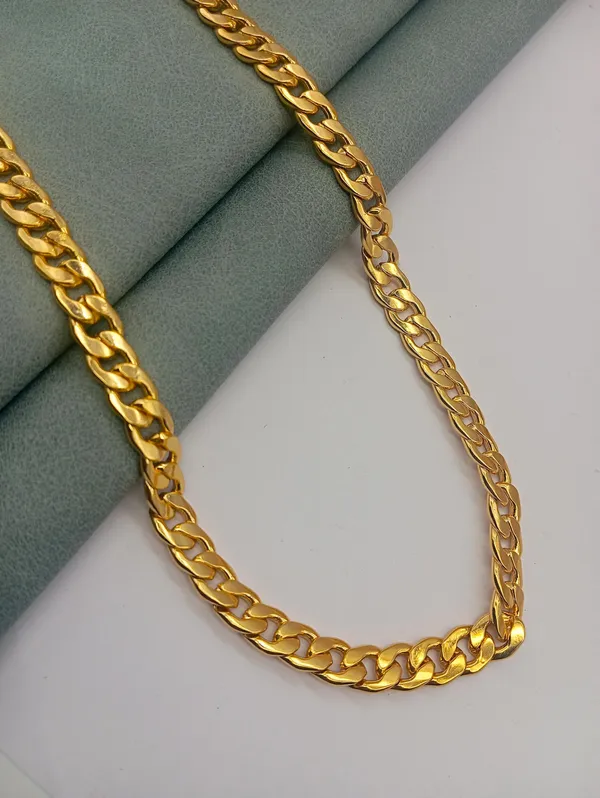 SHANKHRAJ_MALL_Classic_Gold-Plated_Chain_Necklace_for_Men_&_Women_|_Durable_Lobster_Clasp_(10020)